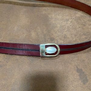 Unisex LEATHER BELT. Made in ITALY! Brown with black belt. Gold color buckle